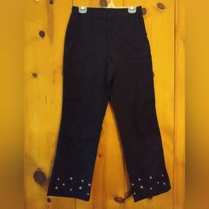 Quacker Factory Straight Leg Pull On Pants w/ Grommet Detail